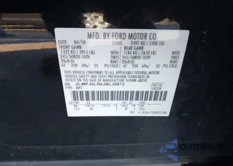 2018 Lincoln Mkx Reserve from USA, damaged, VIN 2LMPJ6LR6JBL39872